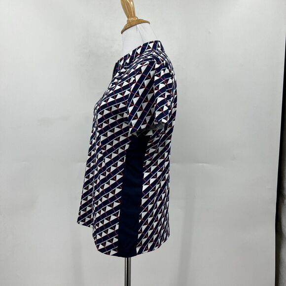 Tail Quarter Zip Mock Neck Golf Polo Womens S Small Multi Geo Print Short Sleeve - Picture 3 of 9
